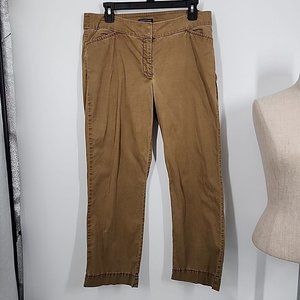 Eileen Fisher Size 8 Olive Green Pants Cotton Blend Soft Stretch Womens *flawed